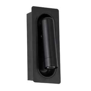GloboStar® MANHATTAN 61097 Μοντέρνο Χωνευτό Φωτιστικό Τοίχου – Απλίκα Ξενοδοχείου Bed Side LED 3W 405lm 36° AC 220-240V – Reading Light – Μ7 x Π7 x Υ17cm – Φυσικό Λευκό 4500K – Μαύρο
