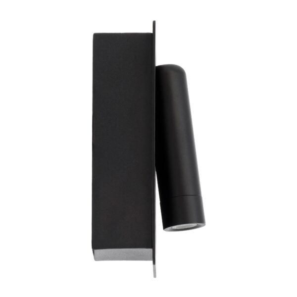 GloboStar® MANHATTAN 61097 Μοντέρνο Χωνευτό Φωτιστικό Τοίχου – Απλίκα Ξενοδοχείου Bed Side LED 3W 405lm 36° AC 220-240V – Reading Light – Μ7 x Π7 x Υ17cm – Φυσικό Λευκό 4500K – Μαύρο