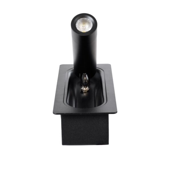 GloboStar® MANHATTAN 61097 Μοντέρνο Χωνευτό Φωτιστικό Τοίχου – Απλίκα Ξενοδοχείου Bed Side LED 3W 405lm 36° AC 220-240V – Reading Light – Μ7 x Π7 x Υ17cm – Φυσικό Λευκό 4500K – Μαύρο