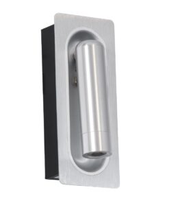 GloboStar® MANHATTAN 61099 Μοντέρνο Χωνευτό Φωτιστικό Τοίχου – Απλίκα Ξενοδοχείου Bed Side LED 3W 405lm 36° AC 220-240V – Reading Light – Μ7 x Π7 x Υ17cm – Φυσικό Λευκό 4500K – Νίκελ Βούρτσας