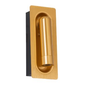GloboStar® MANHATTAN 61100 Μοντέρνο Χωνευτό Φωτιστικό Τοίχου – Απλίκα Ξενοδοχείου Bed Side LED 3W 405lm 36° AC 220-240V – Reading Light – Μ7 x Π7 x Υ17cm – Φυσικό Λευκό 4500K – Χρυσό Βούρτσας