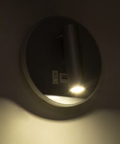 GloboStar® JERSEY 61103 Μοντέρνο Φωτιστικό Τοίχου – Απλίκα Ξενοδοχείου Bed Side LED 10W 1380lm 36° & 360° AC 220-240V – Reading Light & 360° Κρυφός Φωτισμός – Φορτιστής USB 3A – Φ14.5 x Π4cm – Φυσικό Λευκό 4500K – Νίκελ Βούρτσας