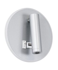 GloboStar® JERSEY 61103 Μοντέρνο Φωτιστικό Τοίχου – Απλίκα Ξενοδοχείου Bed Side LED 10W 1380lm 36° & 360° AC 220-240V – Reading Light & 360° Κρυφός Φωτισμός – Φορτιστής USB 3A – Φ14.5 x Π4cm – Φυσικό Λευκό 4500K – Νίκελ Βούρτσας