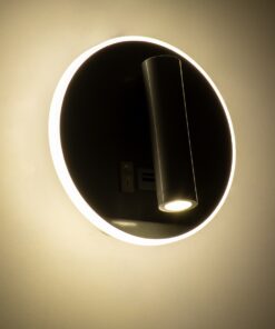 GloboStar® JERSEY 61103 Μοντέρνο Φωτιστικό Τοίχου – Απλίκα Ξενοδοχείου Bed Side LED 10W 1380lm 36° & 360° AC 220-240V – Reading Light & 360° Κρυφός Φωτισμός – Φορτιστής USB 3A – Φ14.5 x Π4cm – Φυσικό Λευκό 4500K – Νίκελ Βούρτσας