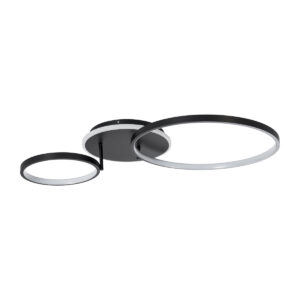 GloboStar® NEMESIS 61105 Φωτιστικό Οροφής Δαχτυλίδι-Κύκλος LED CCT 67W 7573lm 360° AC 220-240V – Εναλλαγή Φωτισμού μέσω Τηλεχειριστηρίου All In One Ψυχρό 6000k+Φυσικό 4500k+Θερμό 2700k Dimmable Φ25+45cm+BackLight – Μαύρο – 3 Years Warranty