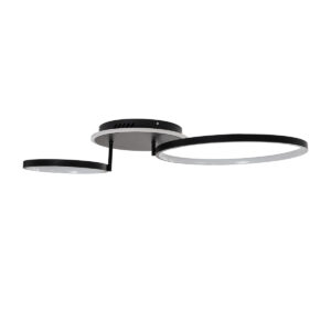 GloboStar® NEMESIS 61105 Φωτιστικό Οροφής Δαχτυλίδι-Κύκλος LED CCT 67W 7573lm 360° AC 220-240V – Εναλλαγή Φωτισμού μέσω Τηλεχειριστηρίου All In One Ψυχρό 6000k+Φυσικό 4500k+Θερμό 2700k Dimmable Φ25+45cm+BackLight – Μαύρο – 3 Years Warranty