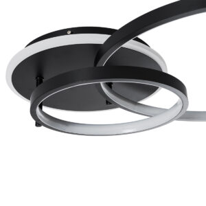 GloboStar® NEMESIS 61105 Φωτιστικό Οροφής Δαχτυλίδι-Κύκλος LED CCT 67W 7573lm 360° AC 220-240V – Εναλλαγή Φωτισμού μέσω Τηλεχειριστηρίου All In One Ψυχρό 6000k+Φυσικό 4500k+Θερμό 2700k Dimmable Φ25+45cm+BackLight – Μαύρο – 3 Years Warranty