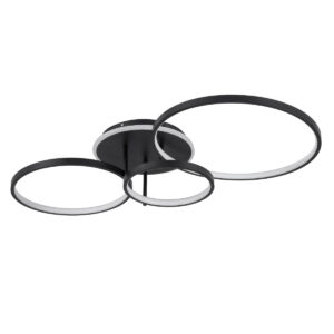 GloboStar® NEMESIS 61108 Φωτιστικό Οροφής Δαχτυλίδι-Κύκλος LED CCT 98W 11858lm 360° AC 220-240V – Εναλλαγή Φωτισμού μέσω Τηλεχειριστηρίου All In One Ψυχρό 6000k+Φυσικό 4500k+Θερμό 2700k Dimmable Φ25+35+45cm+BackLight – Μαύρο – 3 Years Warranty