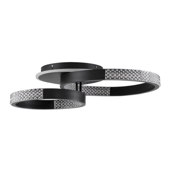 GloboStar® DIAMOND 61111 Φωτιστικό Οροφής Δαχτυλίδι-Κύκλος LED CCT 67W 8078lm 360° AC 220-240V – Εναλλαγή Φωτισμού μέσω Τηλεχειριστηρίου All In One Ψυχρό 6000k+Φυσικό 4500k+Θερμό 2700k Dimmable Φ30+40cm+BackLight – Μαύρο – 3 Years Warranty