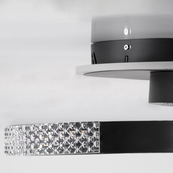 GloboStar® DIAMOND 61111 Φωτιστικό Οροφής Δαχτυλίδι-Κύκλος LED CCT 67W 8078lm 360° AC 220-240V – Εναλλαγή Φωτισμού μέσω Τηλεχειριστηρίου All In One Ψυχρό 6000k+Φυσικό 4500k+Θερμό 2700k Dimmable Φ30+40cm+BackLight – Μαύρο – 3 Years Warranty