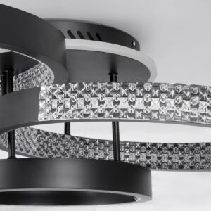 GloboStar® DIAMOND 61114 Φωτιστικό Οροφής Δαχτυλίδι-Κύκλος LED CCT 100W 12123lm 360° AC 220-240V – Εναλλαγή Φωτισμού μέσω Τηλεχειριστηρίου All In One Ψυχρό 6000k+Φυσικό 4500k+Θερμό 2700k Dimmable Φ30+40+50cm+BackLight – Μαύρο – 3 Years Warranty