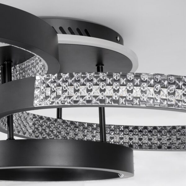 GloboStar® DIAMOND 61114 Φωτιστικό Οροφής Δαχτυλίδι-Κύκλος LED CCT 100W 12123lm 360° AC 220-240V – Εναλλαγή Φωτισμού μέσω Τηλεχειριστηρίου All In One Ψυχρό 6000k+Φυσικό 4500k+Θερμό 2700k Dimmable Φ30+40+50cm+BackLight – Μαύρο – 3 Years Warranty