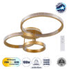GloboStar® DIAMOND 61116 Φωτιστικό Οροφής Δαχτυλίδι-Κύκλος LED CCT 100W 12123lm 360° AC 220-240V – Εναλλαγή Φωτισμού μέσω Τηλεχειριστηρίου All In One Ψυχρό 6000k+Φυσικό 4500k+Θερμό 2700k Dimmable Φ30+40+50cm+BackLight – Χρυσό Βούρτσας – 3 Years Warranty