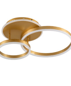 GloboStar® VENOM 61122 Φωτιστικό Οροφής Δαχτυλίδι-Κύκλος LED CCT 67W 8107lm 360° AC 220-240V – Εναλλαγή Φωτισμού μέσω Τηλεχειριστηρίου All In One Ψυχρό 6000k+Φυσικό 4500k+Θερμό 2700k Dimmable Φ25+40cm+BackLight – Χρυσό Βούρτσας – 3 Years Warranty