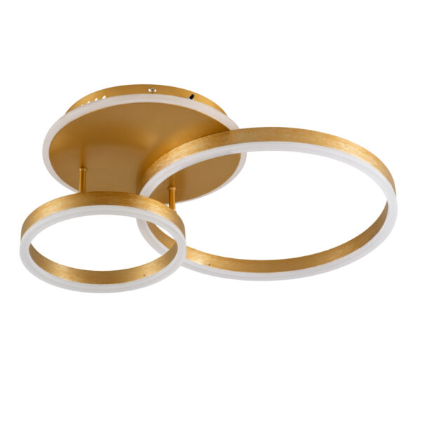 GloboStar® VENOM 61122 Φωτιστικό Οροφής Δαχτυλίδι-Κύκλος LED CCT 67W 8107lm 360° AC 220-240V – Εναλλαγή Φωτισμού μέσω Τηλεχειριστηρίου All In One Ψυχρό 6000k+Φυσικό 4500k+Θερμό 2700k Dimmable Φ25+40cm+BackLight – Χρυσό Βούρτσας – 3 Years Warranty