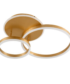 GloboStar® VENOM 61122 Φωτιστικό Οροφής Δαχτυλίδι-Κύκλος LED CCT 67W 8107lm 360° AC 220-240V – Εναλλαγή Φωτισμού μέσω Τηλεχειριστηρίου All In One Ψυχρό 6000k+Φυσικό 4500k+Θερμό 2700k Dimmable Φ25+40cm+BackLight – Χρυσό Βούρτσας – 3 Years Warranty