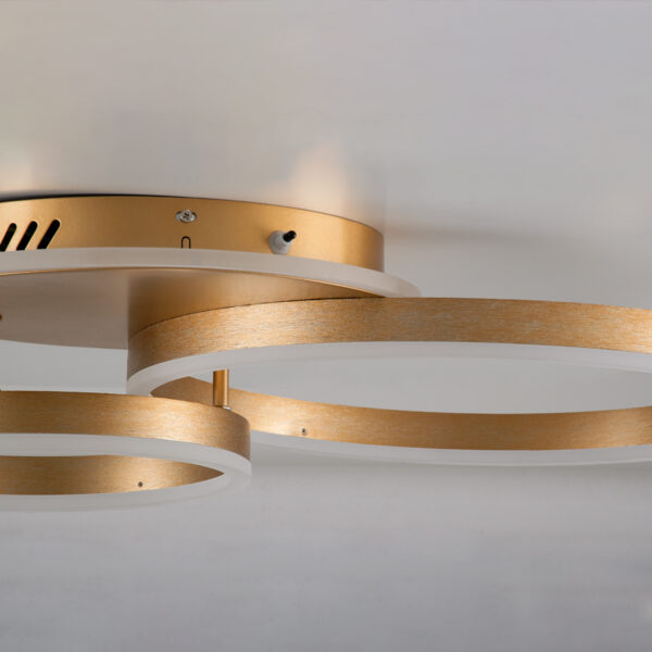 GloboStar® VENOM 61122 Φωτιστικό Οροφής Δαχτυλίδι-Κύκλος LED CCT 67W 8107lm 360° AC 220-240V – Εναλλαγή Φωτισμού μέσω Τηλεχειριστηρίου All In One Ψυχρό 6000k+Φυσικό 4500k+Θερμό 2700k Dimmable Φ25+40cm+BackLight – Χρυσό Βούρτσας – 3 Years Warranty