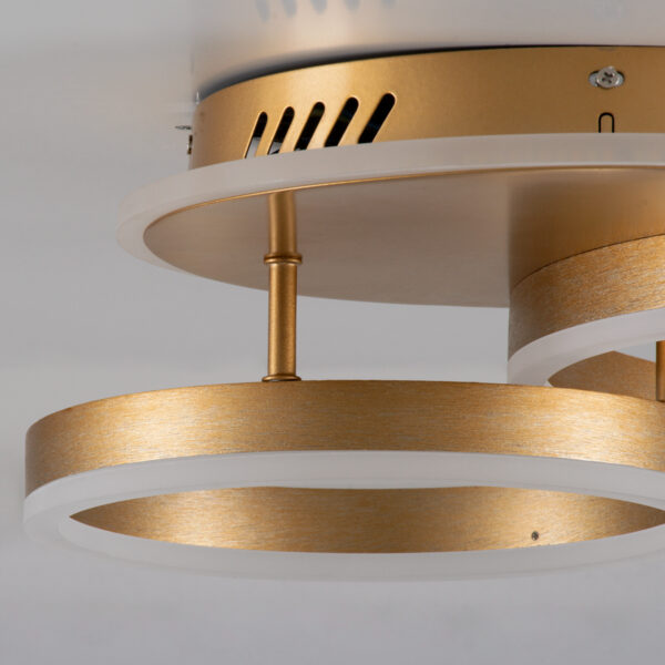 GloboStar® VENOM 61122 Φωτιστικό Οροφής Δαχτυλίδι-Κύκλος LED CCT 67W 8107lm 360° AC 220-240V – Εναλλαγή Φωτισμού μέσω Τηλεχειριστηρίου All In One Ψυχρό 6000k+Φυσικό 4500k+Θερμό 2700k Dimmable Φ25+40cm+BackLight – Χρυσό Βούρτσας – 3 Years Warranty