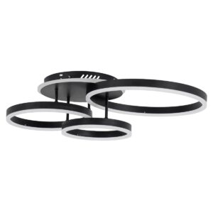 GloboStar® VENOM 61123 Φωτιστικό Οροφής Δαχτυλίδι-Κύκλος LED CCT 100W 12100lm 360° AC 220-240V – Εναλλαγή Φωτισμού μέσω Τηλεχειριστηρίου All In One Ψυχρό 6000k+Φυσικό 4500k+Θερμό 2700k Dimmable Φ25+30+40cm+BackLight – Μαύρο – 3 Years Warranty