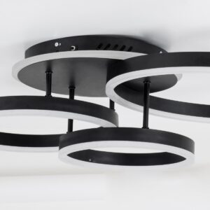 GloboStar® VENOM 61123 Φωτιστικό Οροφής Δαχτυλίδι-Κύκλος LED CCT 100W 12100lm 360° AC 220-240V – Εναλλαγή Φωτισμού μέσω Τηλεχειριστηρίου All In One Ψυχρό 6000k+Φυσικό 4500k+Θερμό 2700k Dimmable Φ25+30+40cm+BackLight – Μαύρο – 3 Years Warranty