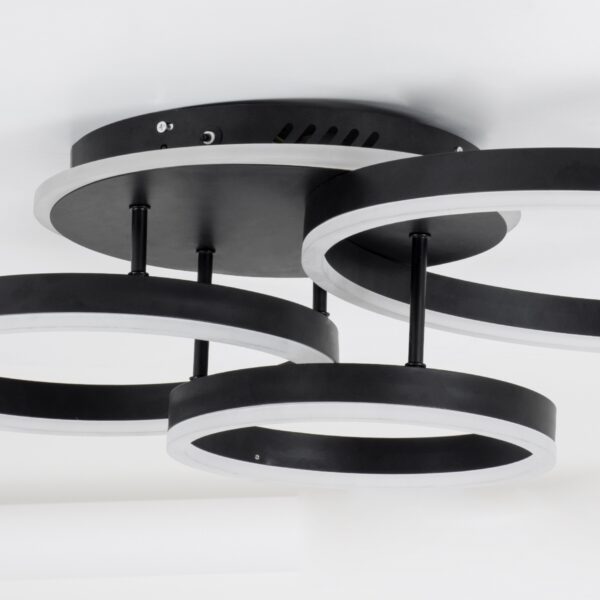 GloboStar® VENOM 61123 Φωτιστικό Οροφής Δαχτυλίδι-Κύκλος LED CCT 100W 12100lm 360° AC 220-240V – Εναλλαγή Φωτισμού μέσω Τηλεχειριστηρίου All In One Ψυχρό 6000k+Φυσικό 4500k+Θερμό 2700k Dimmable Φ25+30+40cm+BackLight – Μαύρο – 3 Years Warranty