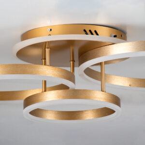 GloboStar® VENOM 61125 Φωτιστικό Οροφής Δαχτυλίδι-Κύκλος LED CCT 100W 12100lm 360° AC 220-240V – Εναλλαγή Φωτισμού μέσω Τηλεχειριστηρίου All In One Ψυχρό 6000k+Φυσικό 4500k+Θερμό 2700k Dimmable Φ25+30+40cm+BackLight – Χρυσό Βούρτσας – 3 Years Warranty
