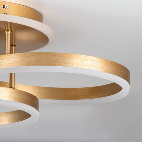 GloboStar® VENOM 61125 Φωτιστικό Οροφής Δαχτυλίδι-Κύκλος LED CCT 100W 12100lm 360° AC 220-240V – Εναλλαγή Φωτισμού μέσω Τηλεχειριστηρίου All In One Ψυχρό 6000k+Φυσικό 4500k+Θερμό 2700k Dimmable Φ25+30+40cm+BackLight – Χρυσό Βούρτσας – 3 Years Warranty