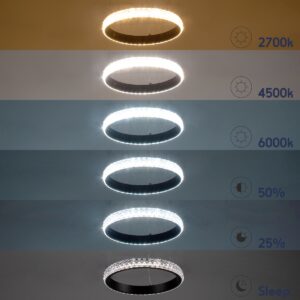 GloboStar® DIAMOND 61126 Κρεμαστό Φωτιστικό Δαχτυλίδι-Κύκλος LED CCT 20W 2356lm 360° AC 220-240V – Εναλλαγή Φωτισμού μέσω Τηλεχειριστηρίου All In One Ψυχρό 6000k+Φυσικό 4500k+Θερμό 2700k Dimmable Φ25cm – Μαύρο – 3 Years Warranty