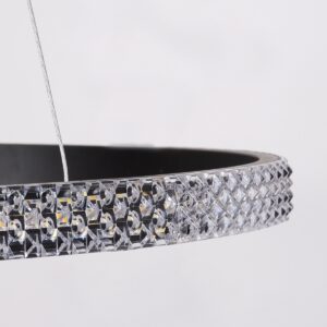 GloboStar® DIAMOND 61126 Κρεμαστό Φωτιστικό Δαχτυλίδι-Κύκλος LED CCT 20W 2356lm 360° AC 220-240V – Εναλλαγή Φωτισμού μέσω Τηλεχειριστηρίου All In One Ψυχρό 6000k+Φυσικό 4500k+Θερμό 2700k Dimmable Φ25cm – Μαύρο – 3 Years Warranty
