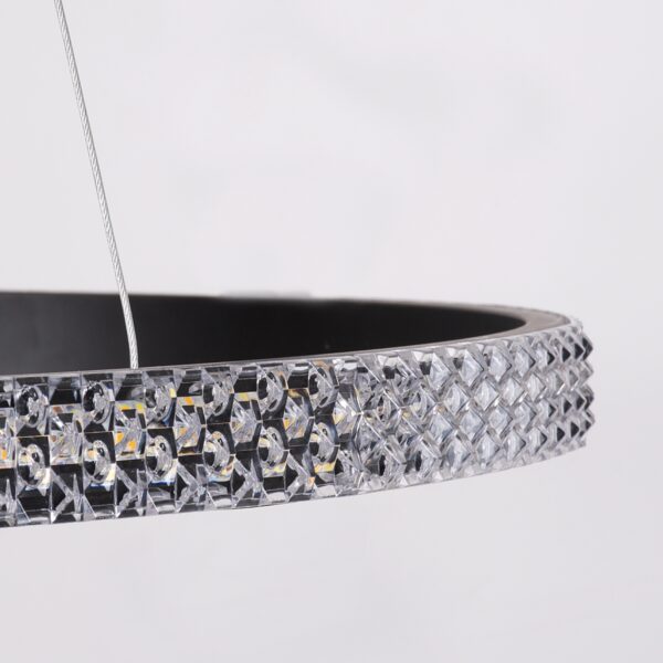 GloboStar® DIAMOND 61128 Κρεμαστό Φωτιστικό Δαχτυλίδι-Κύκλος LED CCT 30W 3513lm 360° AC 220-240V – Εναλλαγή Φωτισμού μέσω Τηλεχειριστηρίου All In One Ψυχρό 6000k+Φυσικό 4500k+Θερμό 2700k Dimmable Φ40cm – Μαύρο – 3 Years Warranty