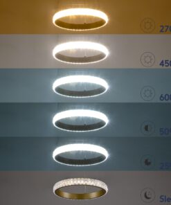 GloboStar® DIAMOND 61129 Κρεμαστό Φωτιστικό Δαχτυλίδι-Κύκλος LED CCT 30W 3513lm 360° AC 220-240V – Εναλλαγή Φωτισμού μέσω Τηλεχειριστηρίου All In One Ψυχρό 6000k+Φυσικό 4500k+Θερμό 2700k Dimmable Φ40cm – Χρυσό Βούρτσας – 3 Years Warranty