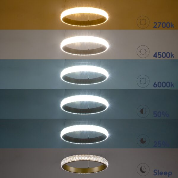 GloboStar® DIAMOND 61129 Κρεμαστό Φωτιστικό Δαχτυλίδι-Κύκλος LED CCT 30W 3513lm 360° AC 220-240V – Εναλλαγή Φωτισμού μέσω Τηλεχειριστηρίου All In One Ψυχρό 6000k+Φυσικό 4500k+Θερμό 2700k Dimmable Φ40cm – Χρυσό Βούρτσας – 3 Years Warranty