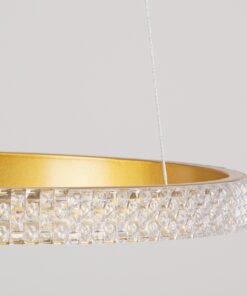 GloboStar® DIAMOND 61129 Κρεμαστό Φωτιστικό Δαχτυλίδι-Κύκλος LED CCT 30W 3513lm 360° AC 220-240V – Εναλλαγή Φωτισμού μέσω Τηλεχειριστηρίου All In One Ψυχρό 6000k+Φυσικό 4500k+Θερμό 2700k Dimmable Φ40cm – Χρυσό Βούρτσας – 3 Years Warranty