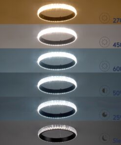 GloboStar® DIAMOND 61130 Κρεμαστό Φωτιστικό Δαχτυλίδι-Κύκλος LED CCT 45W 5230lm 360° AC 220-240V – Εναλλαγή Φωτισμού μέσω Τηλεχειριστηρίου All In One Ψυχρό 6000k+Φυσικό 4500k+Θερμό 2700k Dimmable Φ60cm – Μαύρο – 3 Years Warranty