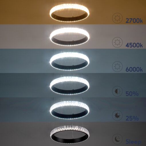 GloboStar® DIAMOND 61130 Κρεμαστό Φωτιστικό Δαχτυλίδι-Κύκλος LED CCT 45W 5230lm 360° AC 220-240V – Εναλλαγή Φωτισμού μέσω Τηλεχειριστηρίου All In One Ψυχρό 6000k+Φυσικό 4500k+Θερμό 2700k Dimmable Φ60cm – Μαύρο – 3 Years Warranty