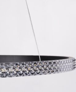 GloboStar® DIAMOND 61130 Κρεμαστό Φωτιστικό Δαχτυλίδι-Κύκλος LED CCT 45W 5230lm 360° AC 220-240V – Εναλλαγή Φωτισμού μέσω Τηλεχειριστηρίου All In One Ψυχρό 6000k+Φυσικό 4500k+Θερμό 2700k Dimmable Φ60cm – Μαύρο – 3 Years Warranty