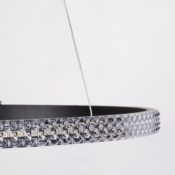 GloboStar® DIAMOND 61130 Κρεμαστό Φωτιστικό Δαχτυλίδι-Κύκλος LED CCT 45W 5230lm 360° AC 220-240V – Εναλλαγή Φωτισμού μέσω Τηλεχειριστηρίου All In One Ψυχρό 6000k+Φυσικό 4500k+Θερμό 2700k Dimmable Φ60cm – Μαύρο – 3 Years Warranty