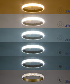 GloboStar® DIAMOND 61131 Κρεμαστό Φωτιστικό Δαχτυλίδι-Κύκλος LED CCT 45W 5230lm 360° AC 220-240V – Εναλλαγή Φωτισμού μέσω Τηλεχειριστηρίου All In One Ψυχρό 6000k+Φυσικό 4500k+Θερμό 2700k Dimmable Φ60cm – Χρυσό Βούρτσας – 3 Years Warranty