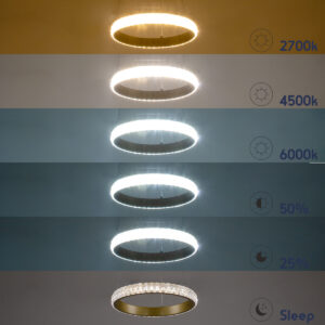 GloboStar® DIAMOND 61131 Κρεμαστό Φωτιστικό Δαχτυλίδι-Κύκλος LED CCT 45W 5230lm 360° AC 220-240V – Εναλλαγή Φωτισμού μέσω Τηλεχειριστηρίου All In One Ψυχρό 6000k+Φυσικό 4500k+Θερμό 2700k Dimmable Φ60cm – Χρυσό Βούρτσας – 3 Years Warranty