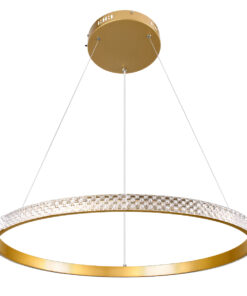 GloboStar® DIAMOND 61131 Κρεμαστό Φωτιστικό Δαχτυλίδι-Κύκλος LED CCT 45W 5230lm 360° AC 220-240V – Εναλλαγή Φωτισμού μέσω Τηλεχειριστηρίου All In One Ψυχρό 6000k+Φυσικό 4500k+Θερμό 2700k Dimmable Φ60cm – Χρυσό Βούρτσας – 3 Years Warranty