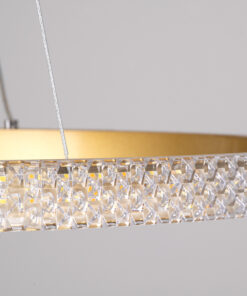 GloboStar® DIAMOND 61131 Κρεμαστό Φωτιστικό Δαχτυλίδι-Κύκλος LED CCT 45W 5230lm 360° AC 220-240V – Εναλλαγή Φωτισμού μέσω Τηλεχειριστηρίου All In One Ψυχρό 6000k+Φυσικό 4500k+Θερμό 2700k Dimmable Φ60cm – Χρυσό Βούρτσας – 3 Years Warranty