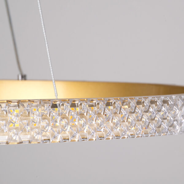 GloboStar® DIAMOND 61131 Κρεμαστό Φωτιστικό Δαχτυλίδι-Κύκλος LED CCT 45W 5230lm 360° AC 220-240V – Εναλλαγή Φωτισμού μέσω Τηλεχειριστηρίου All In One Ψυχρό 6000k+Φυσικό 4500k+Θερμό 2700k Dimmable Φ60cm – Χρυσό Βούρτσας – 3 Years Warranty