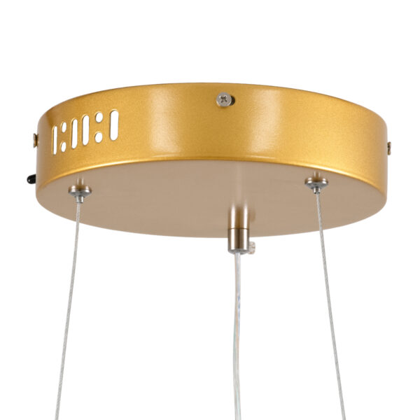 GloboStar® DIAMOND 61131 Κρεμαστό Φωτιστικό Δαχτυλίδι-Κύκλος LED CCT 45W 5230lm 360° AC 220-240V – Εναλλαγή Φωτισμού μέσω Τηλεχειριστηρίου All In One Ψυχρό 6000k+Φυσικό 4500k+Θερμό 2700k Dimmable Φ60cm – Χρυσό Βούρτσας – 3 Years Warranty