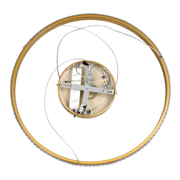 GloboStar® DIAMOND 61131 Κρεμαστό Φωτιστικό Δαχτυλίδι-Κύκλος LED CCT 45W 5230lm 360° AC 220-240V – Εναλλαγή Φωτισμού μέσω Τηλεχειριστηρίου All In One Ψυχρό 6000k+Φυσικό 4500k+Θερμό 2700k Dimmable Φ60cm – Χρυσό Βούρτσας – 3 Years Warranty