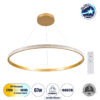 GloboStar® DIAMOND 61133 Κρεμαστό Φωτιστικό Δαχτυλίδι-Κύκλος LED CCT 67W 7689lm 360° AC 220-240V – Εναλλαγή Φωτισμού μέσω Τηλεχειριστηρίου All In One Ψυχρό 6000k+Φυσικό 4500k+Θερμό 2700k Dimmable Φ80cm – Χρυσό Βούρτσας – 3 Years Warranty