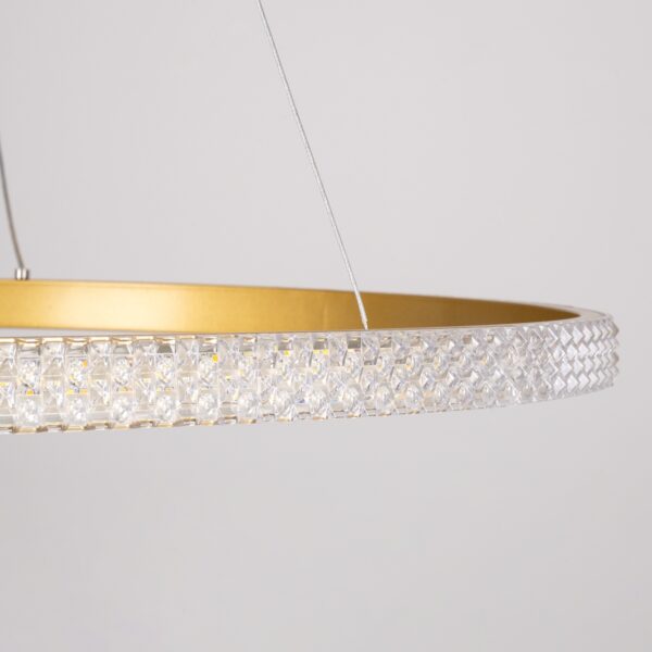 GloboStar® DIAMOND 61133 Κρεμαστό Φωτιστικό Δαχτυλίδι-Κύκλος LED CCT 67W 7689lm 360° AC 220-240V – Εναλλαγή Φωτισμού μέσω Τηλεχειριστηρίου All In One Ψυχρό 6000k+Φυσικό 4500k+Θερμό 2700k Dimmable Φ80cm – Χρυσό Βούρτσας – 3 Years Warranty