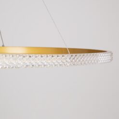 GloboStar® DIAMOND 61135 Κρεμαστό Φωτιστικό Δαχτυλίδι-Κύκλος LED CCT 75W 8743lm 360° AC 220-240V – Εναλλαγή Φωτισμού μέσω Τηλεχειριστηρίου All In One Ψυχρό 6000k+Φυσικό 4500k+Θερμό 2700k Dimmable Φ100cm – Χρυσό Βούρτσας – 3 Years Warranty
