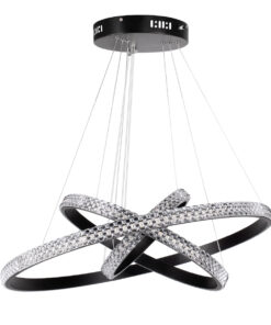 GloboStar® DIAMOND TRIO 61136 Κρεμαστό Φωτιστικό Δαχτυλίδι-Κύκλος LED CCT 100W 12123lm 360° AC 220-240V – Εναλλαγή Φωτισμού μέσω Τηλεχειριστηρίου All In One Ψυχρό 6000k+Φυσικό 4500k+Θερμό 2700k Dimmable Φ25+40+60cm – Μαύρο – 3 Years Warranty