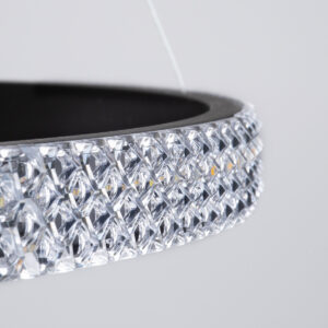 GloboStar® DIAMOND TRIO 61136 Κρεμαστό Φωτιστικό Δαχτυλίδι-Κύκλος LED CCT 100W 12123lm 360° AC 220-240V – Εναλλαγή Φωτισμού μέσω Τηλεχειριστηρίου All In One Ψυχρό 6000k+Φυσικό 4500k+Θερμό 2700k Dimmable Φ25+40+60cm – Μαύρο – 3 Years Warranty