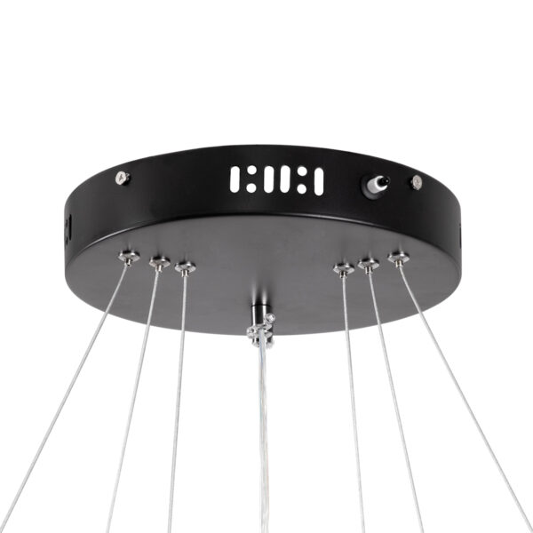 GloboStar® DIAMOND TRIO 61136 Κρεμαστό Φωτιστικό Δαχτυλίδι-Κύκλος LED CCT 100W 12123lm 360° AC 220-240V – Εναλλαγή Φωτισμού μέσω Τηλεχειριστηρίου All In One Ψυχρό 6000k+Φυσικό 4500k+Θερμό 2700k Dimmable Φ25+40+60cm – Μαύρο – 3 Years Warranty